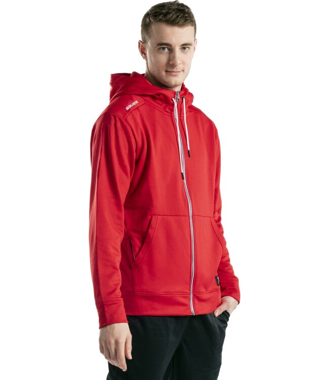 BAUER Fleece Zip Hoodie Team - rot - Sr.